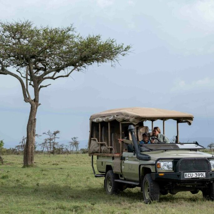 Kenya, Naboisho conservancy, 2022-02-12. An Asilia car in the savanna. Photograph by Alexander BEE.